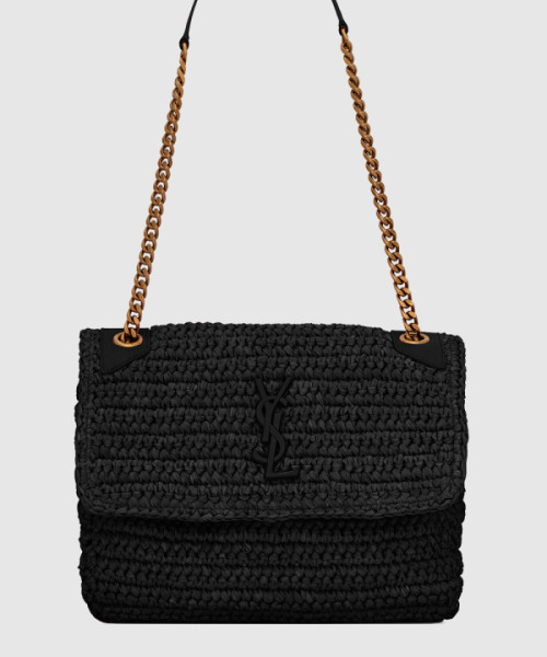 라피아와 가죽 소재의 NIKI 미디엄백 633187