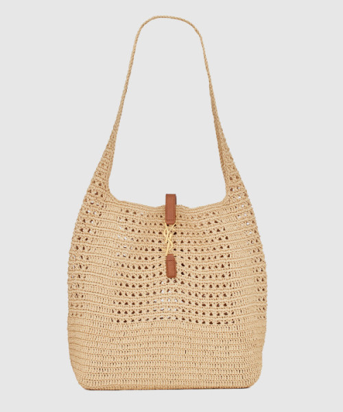 크로쉐와 스무스 가죽 소재의 라피아 호보백 690941