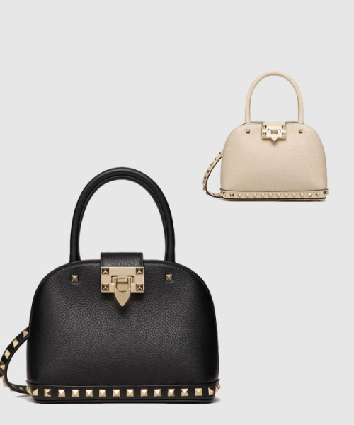 가라바니 락스터드 그레인 송아지 가죽 스몰 핸드백