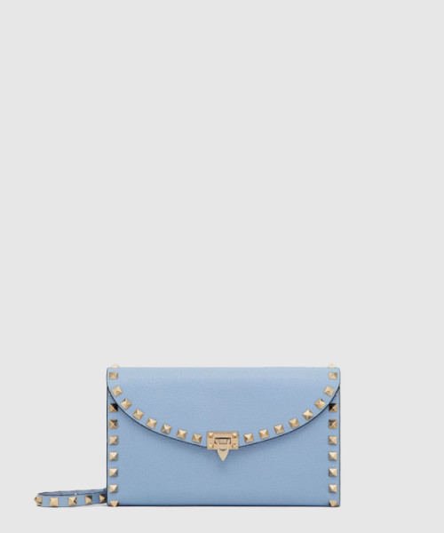 락스터드 그레인 송아지 가죽 체인 지갑