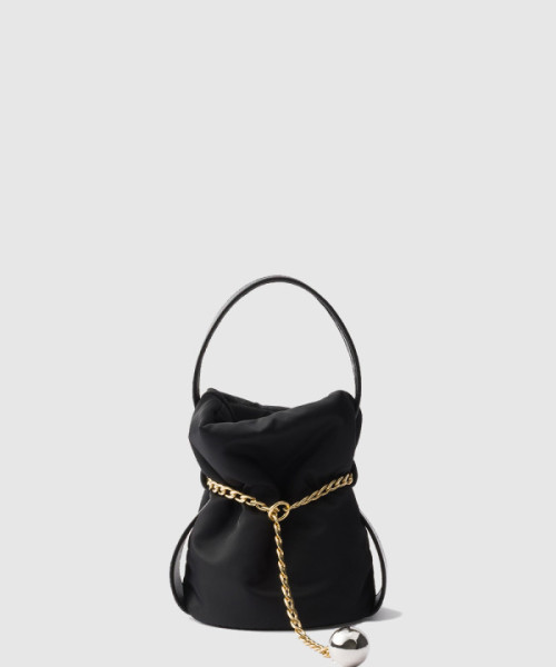 쁘띠 삭 누아르 미니 리나일론 및 나파 가죽 버킷백 1BE088