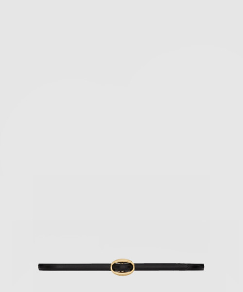 부드러운 가죽 소재의 타원형 버클 슬림 벨트 756409